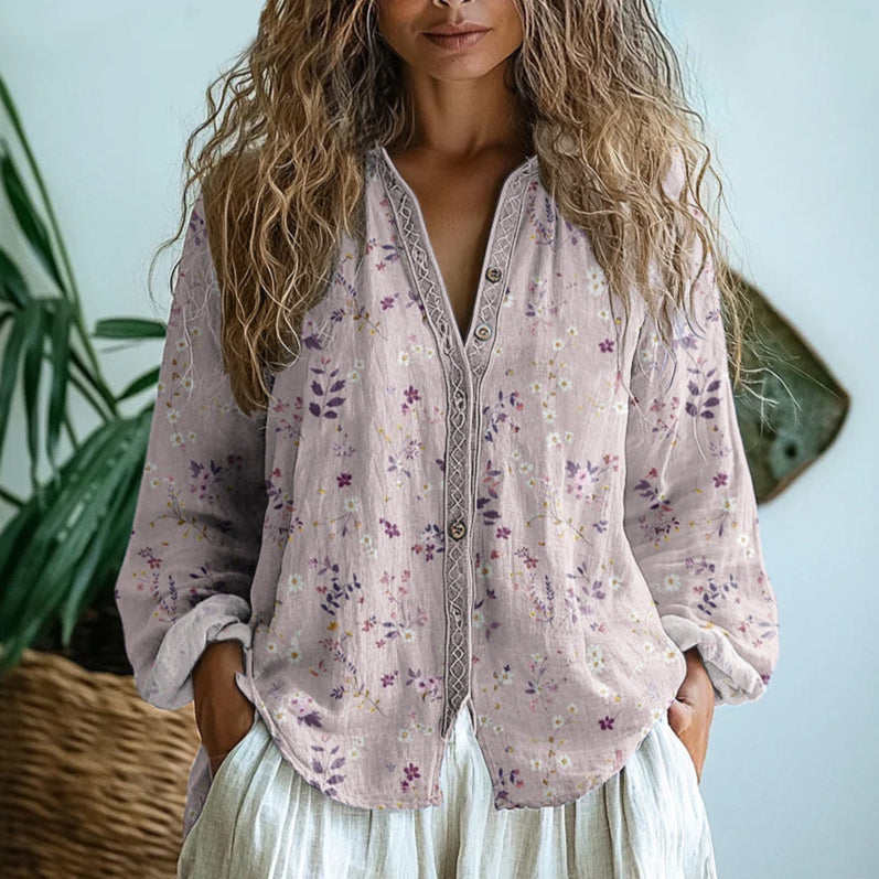 Shirt Vintage Leaf Print for Women