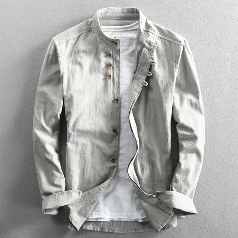 Linen Shirt Stand Collar Slim Fit for Men | Perfect for Everyday Wear