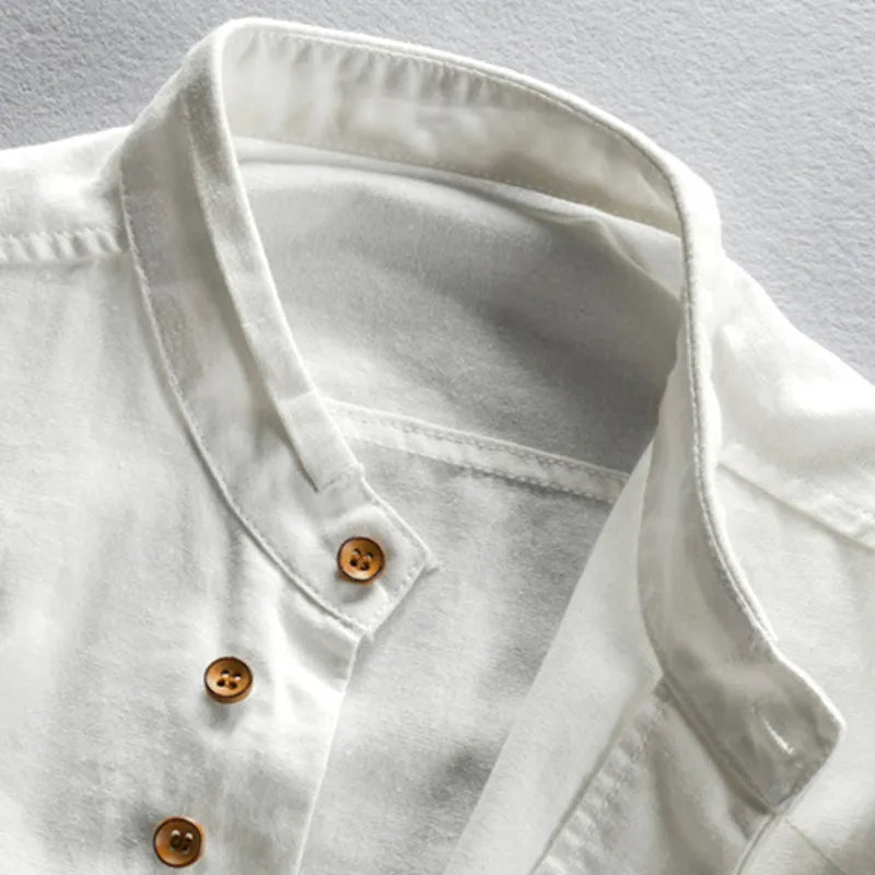 Linen Shirt Stand Collar Slim Fit for Men | Perfect for Everyday Wear