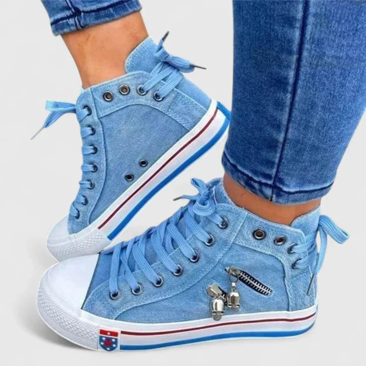 High-Top Canvas Sneakers Lace-Up for Women