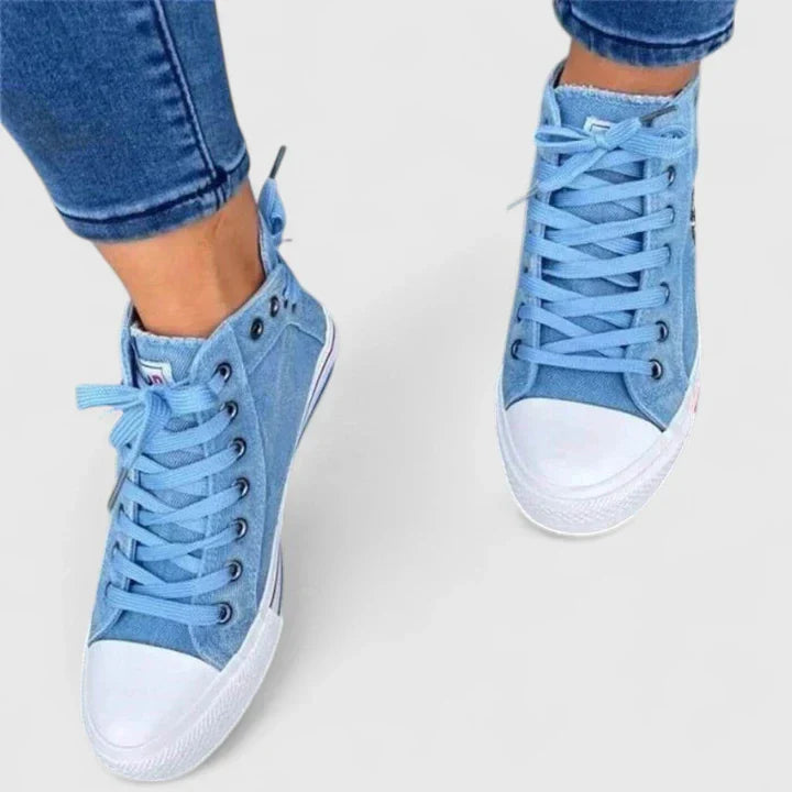 High-Top Canvas Sneakers Lace-Up for Women