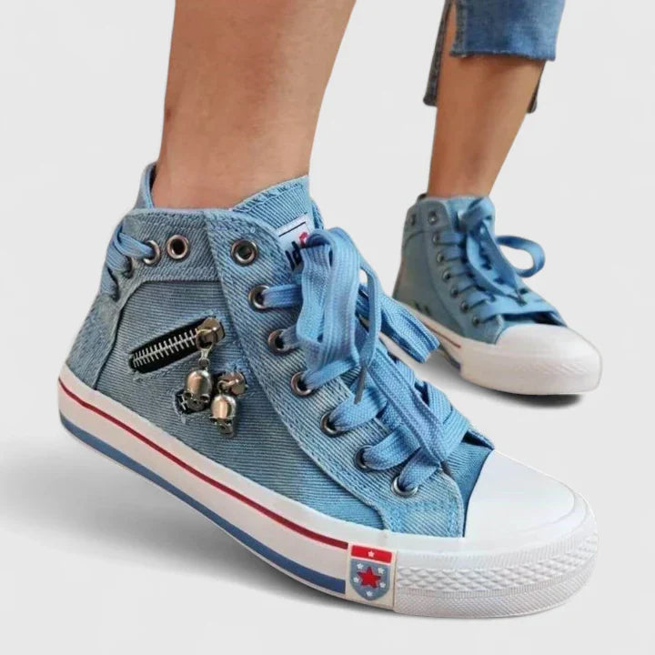 High-Top Canvas Sneakers Lace-Up for Women
