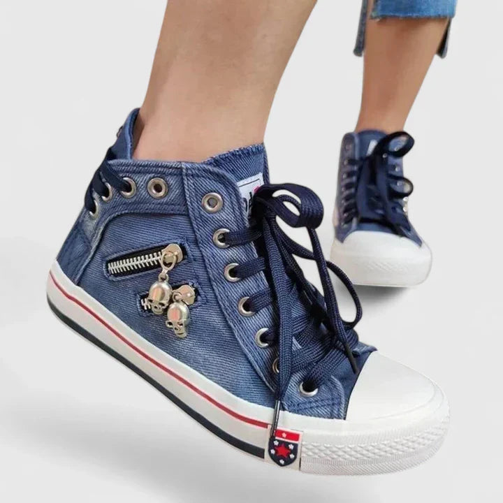 High-Top Canvas Sneakers Lace-Up for Women