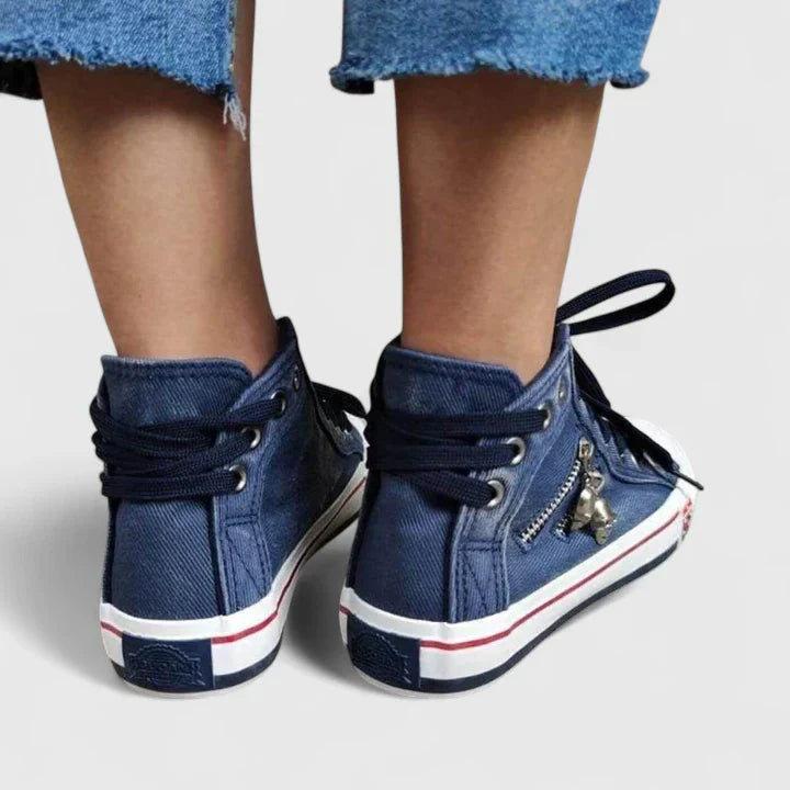 High-Top Canvas Sneakers Lace-Up for Women