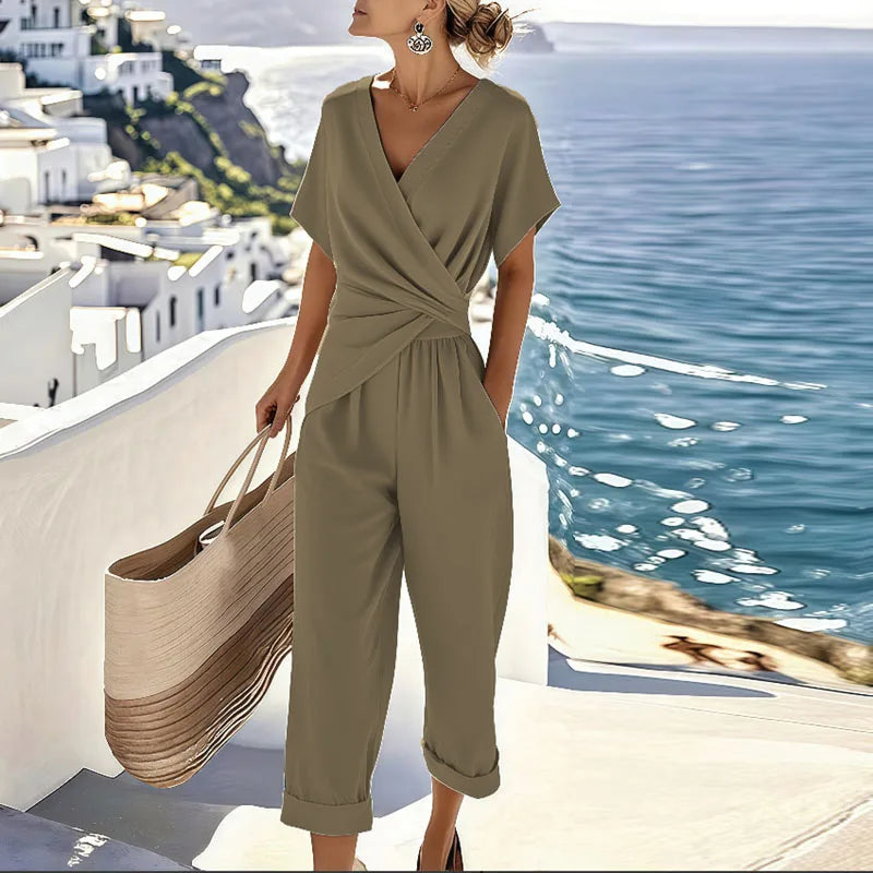 Two-Piece Set Wrap-Front Top for Women