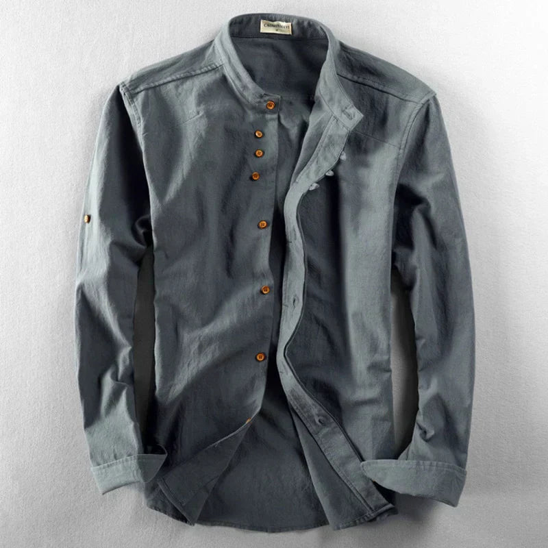 Linen Shirt Stand Collar Slim Fit for Men | Perfect for Everyday Wear