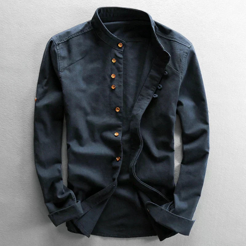Linen Shirt Stand Collar Slim Fit for Men | Perfect for Everyday Wear