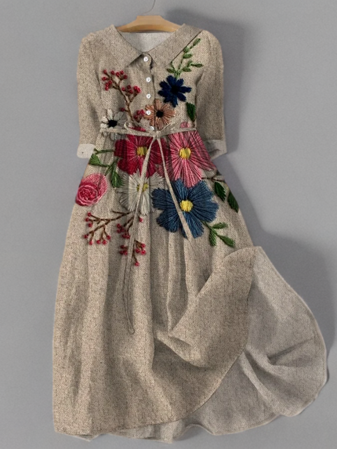 Botanical Lace Dress with Pockets for Women | Perfect for Everyday Wear