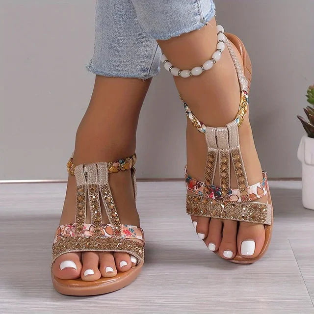 Wedge Sandals Rhinestone Accents for Women | Perfect for Summer