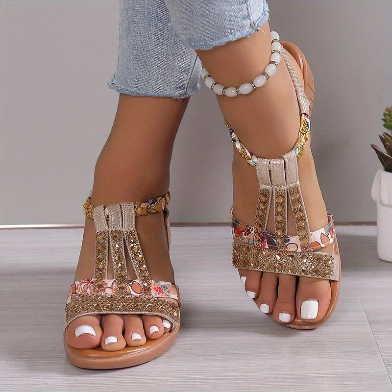 Wedge Sandals Rhinestone Accents for Women | Perfect for Summer