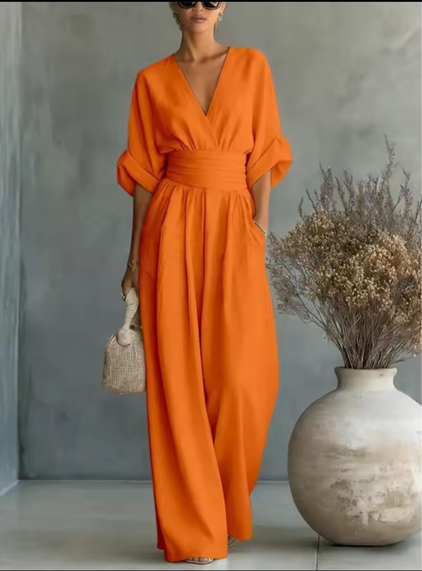 Jumpsuit V-Neck Wide-Leg for Women