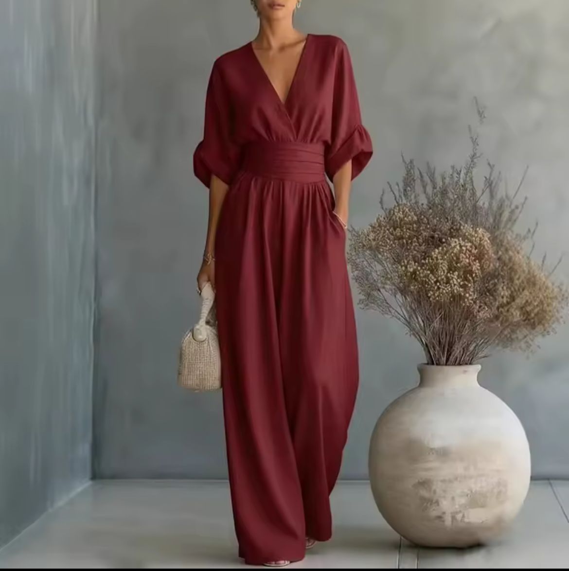Jumpsuit V-Neck Wide-Leg for Women