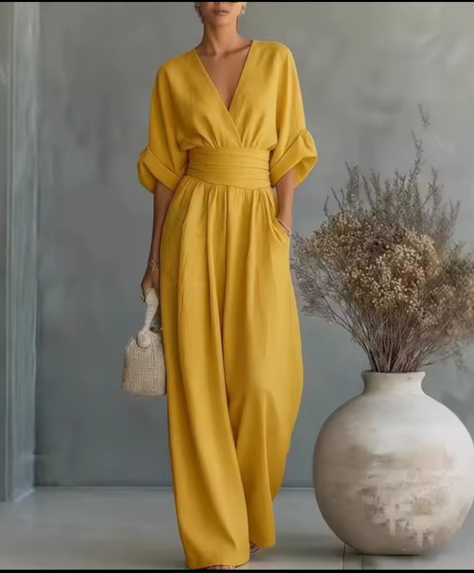 Jumpsuit V-Neck Wide-Leg for Women
