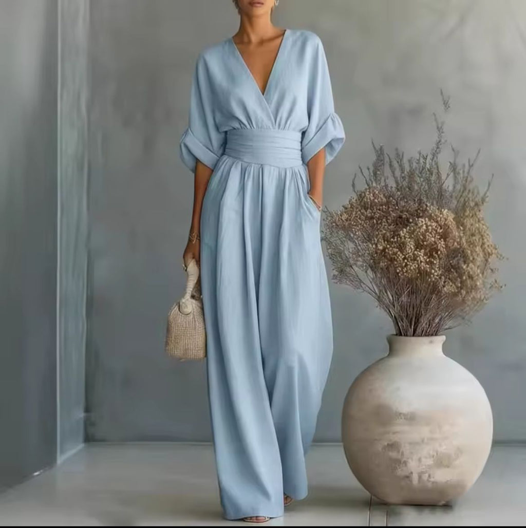 Jumpsuit V-Neck Wide-Leg for Women