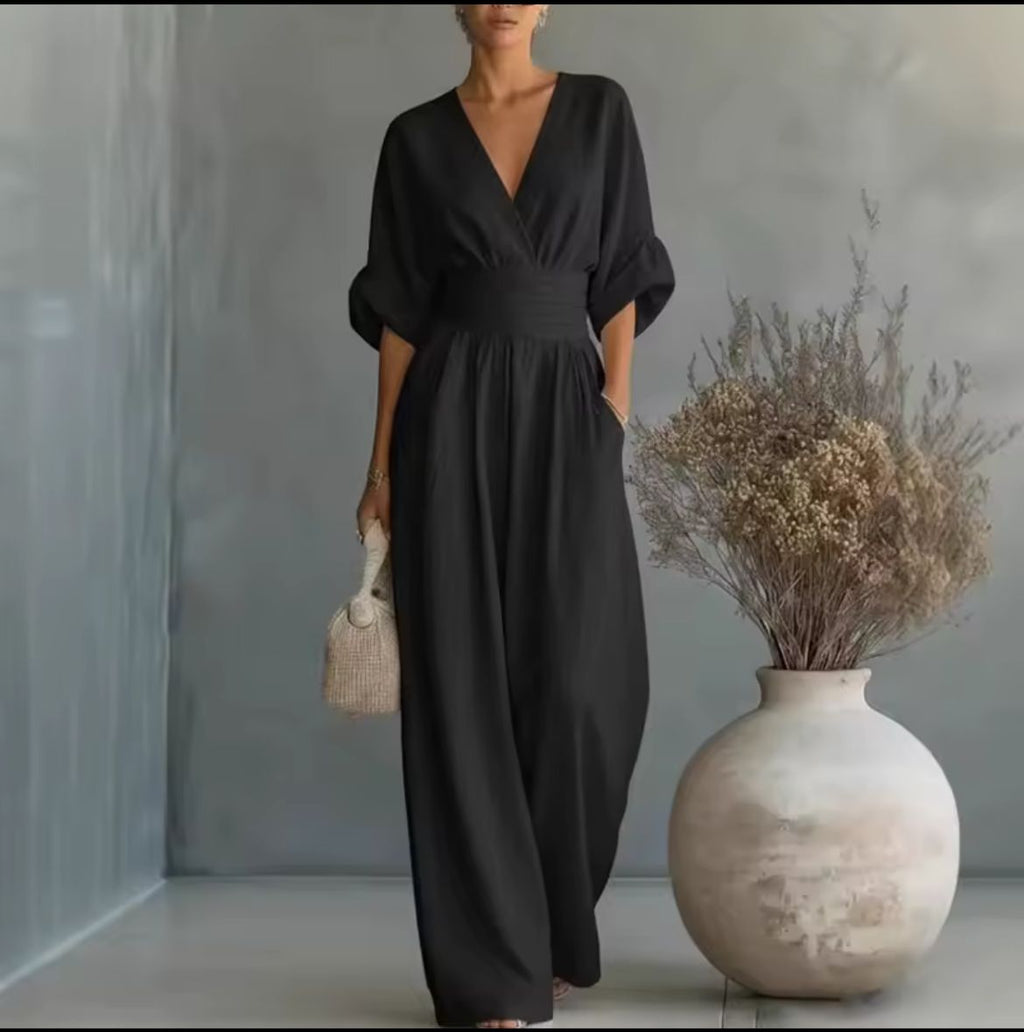 Jumpsuit V-Neck Wide-Leg for Women