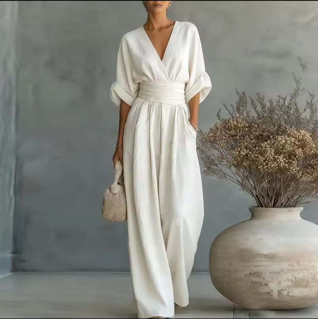 Jumpsuit V-Neck Wide-Leg for Women