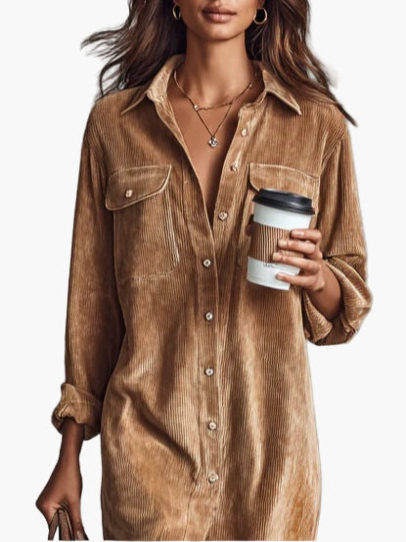 Shirt Dress Corduroy Loose Fit for Women | Perfect for Everyday Wear