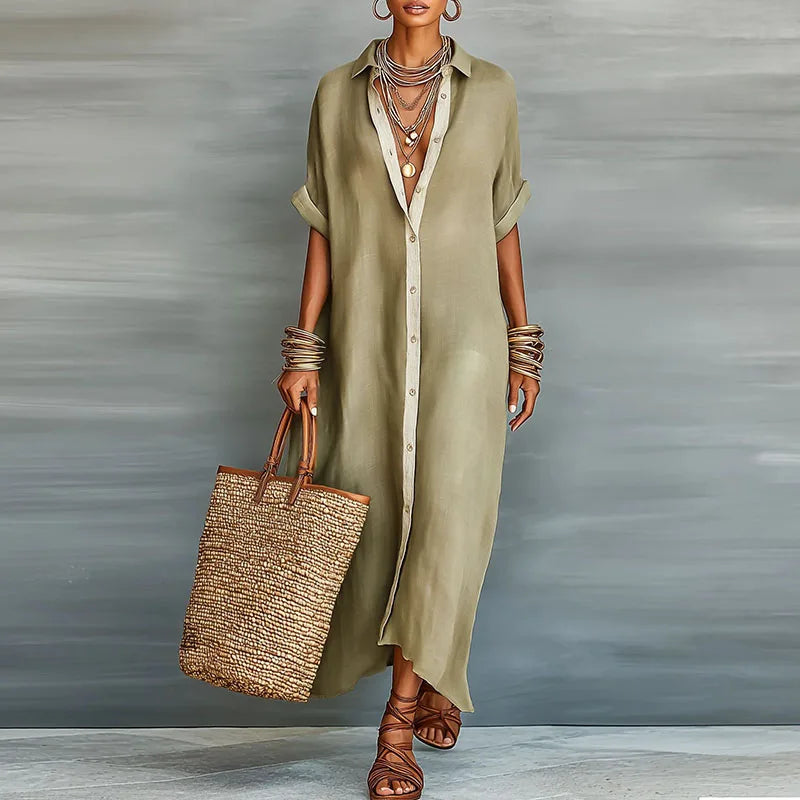 Shirt Dress Button Front Maxi for Women