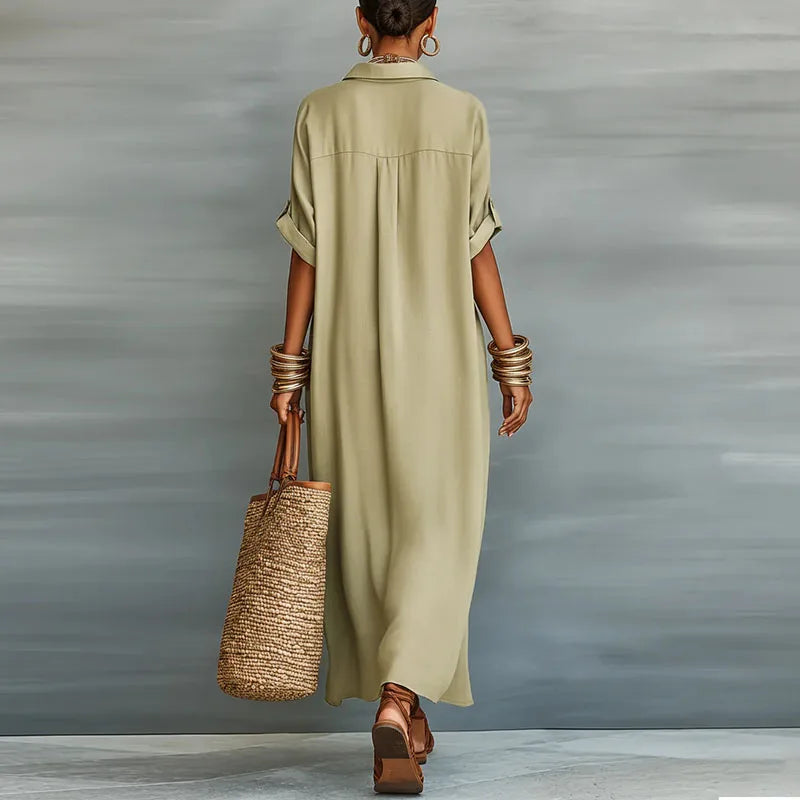 Shirt Dress Button Front Maxi for Women