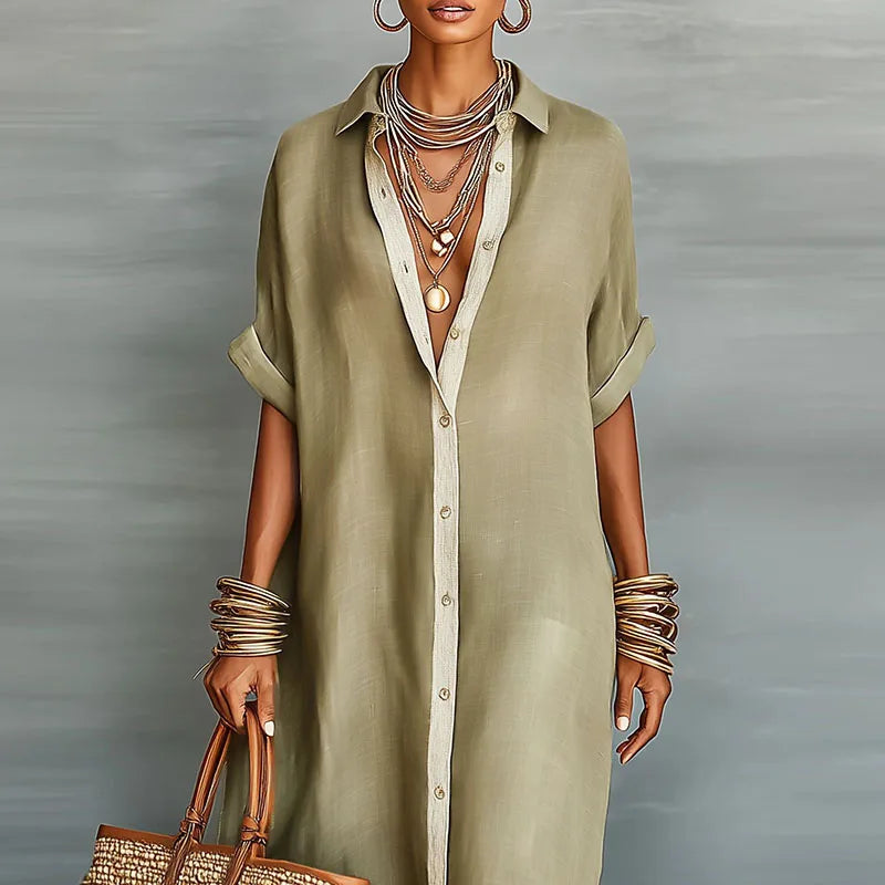 Shirt Dress Button Front Maxi for Women