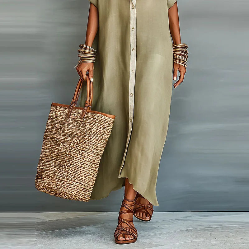 Shirt Dress Button Front Maxi for Women