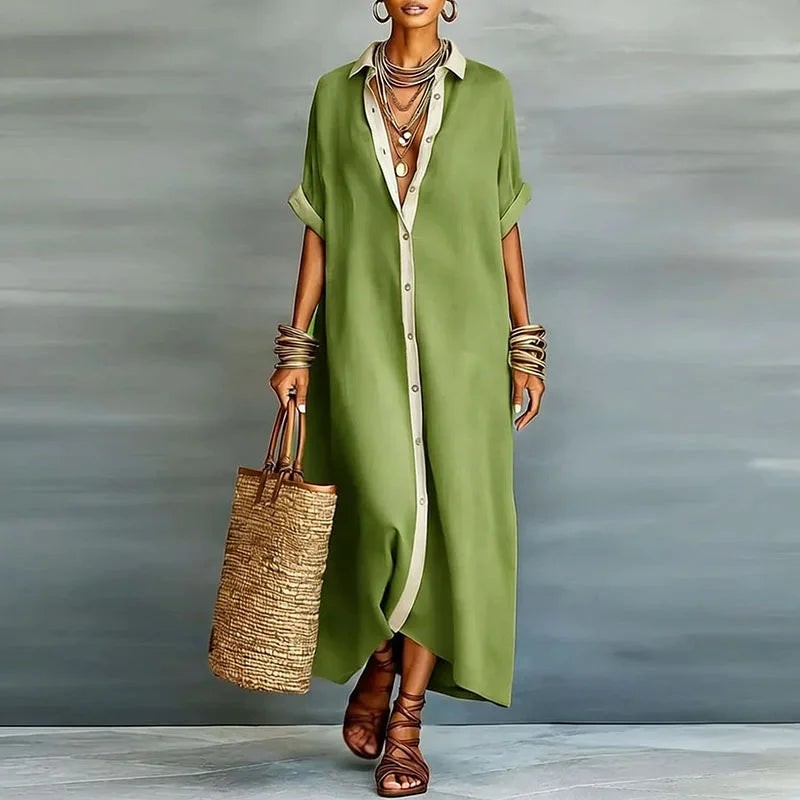 Shirt Dress Button Front Maxi for Women
