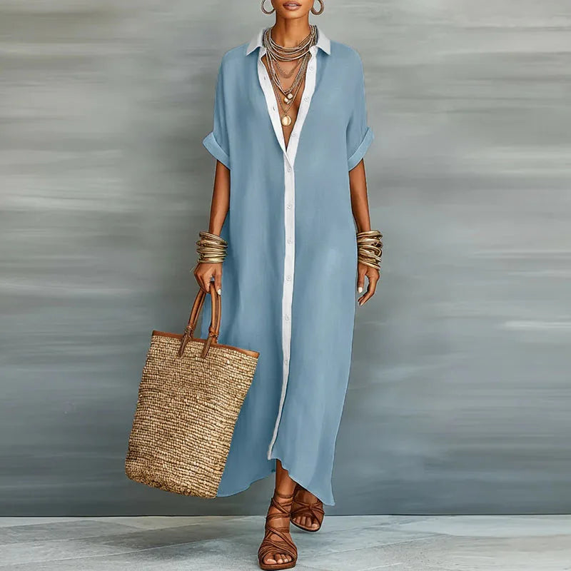 Shirt Dress Button Front Maxi for Women