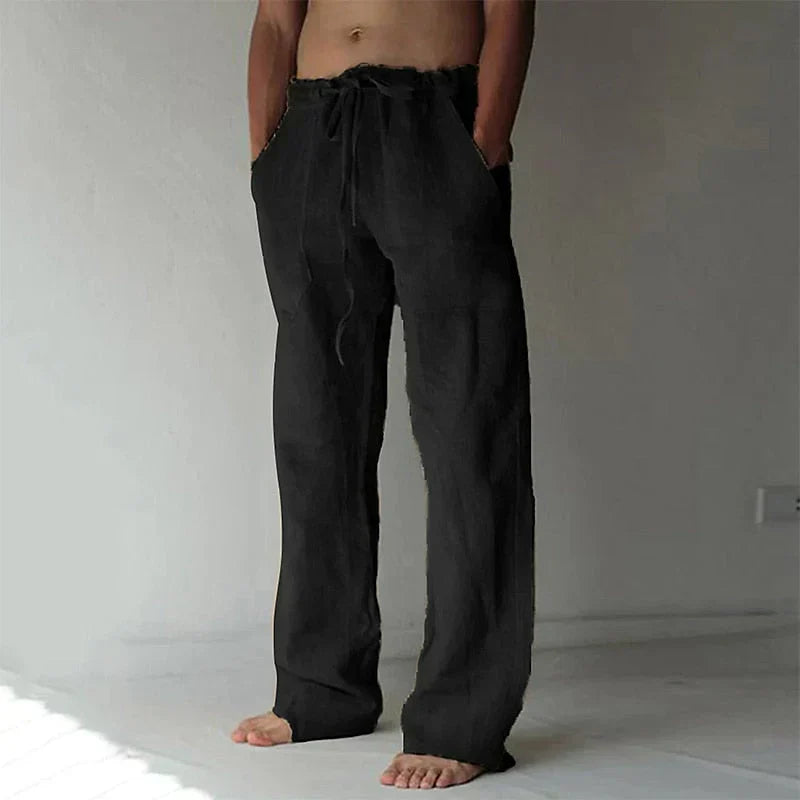 Straight-Leg Linen Blend Pants High Waist for Men | Perfect for Summer