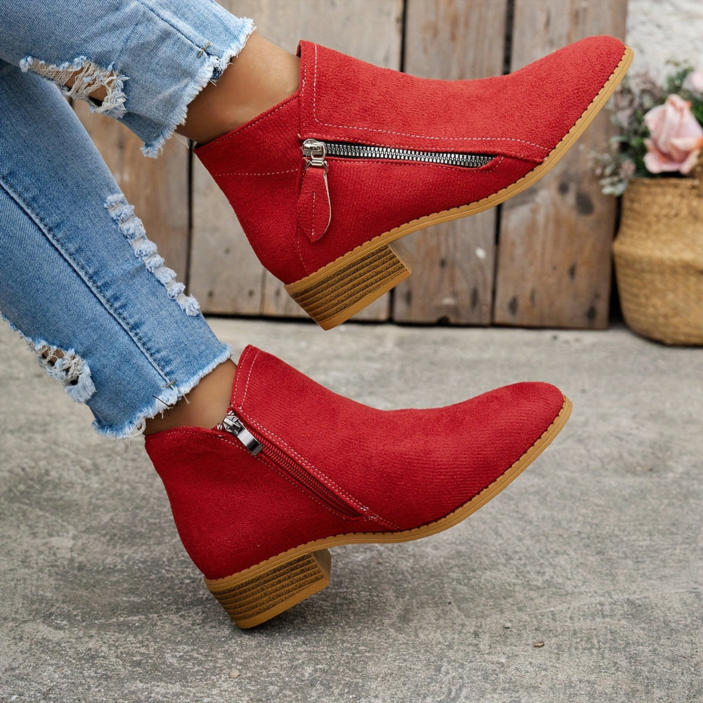 Boots Low Heel Suede Side Zipper for Women