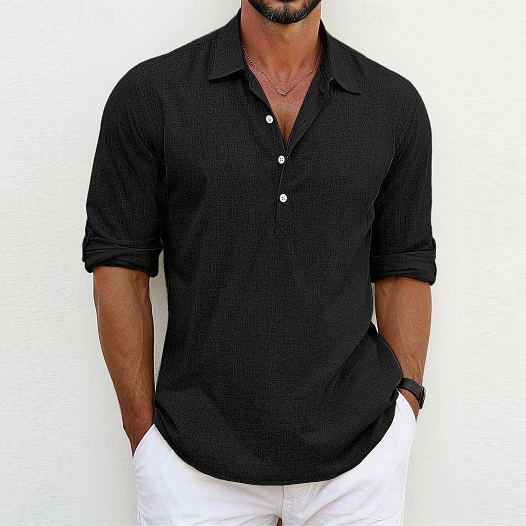 Shirt Linen Blend Long Sleeve for Men