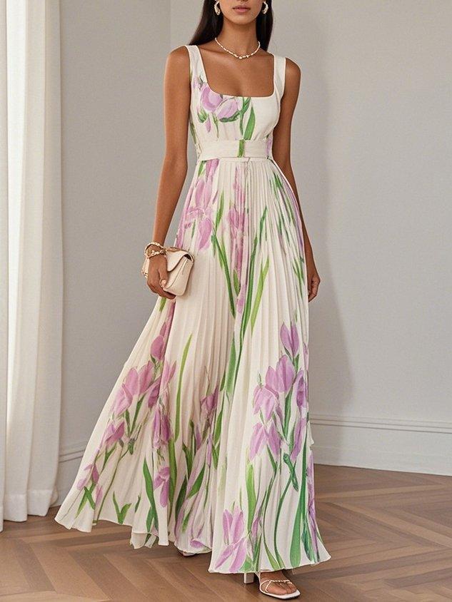 Maxi Dress Pleated Floral for Women