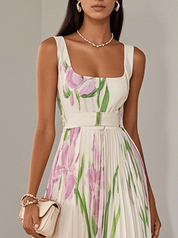 Maxi Dress Pleated Floral for Women