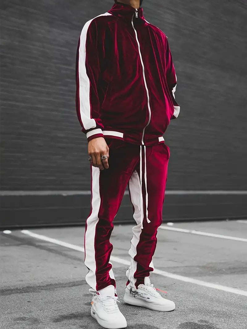 Tracksuit Zip-Up Jacket and Pants Set for Men | Perfect for Everyday Wear