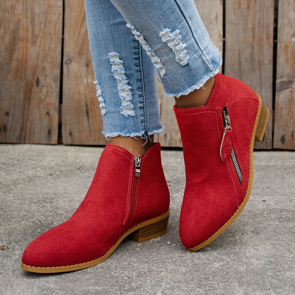 Boots Low Heel Suede Side Zipper for Women