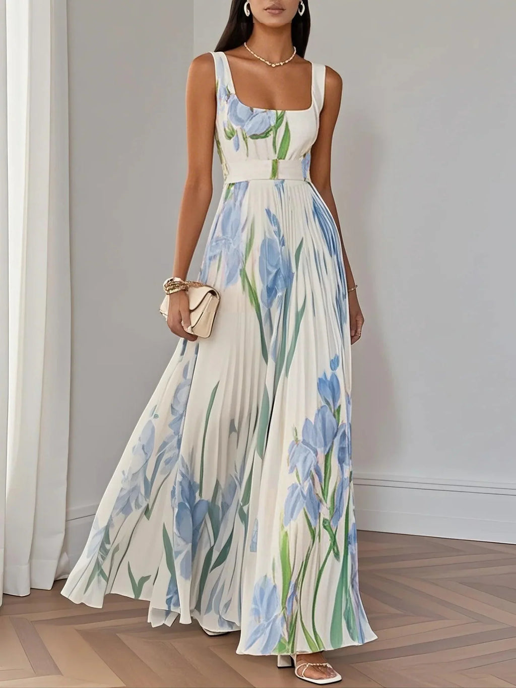 Maxi Dress Pleated Floral for Women