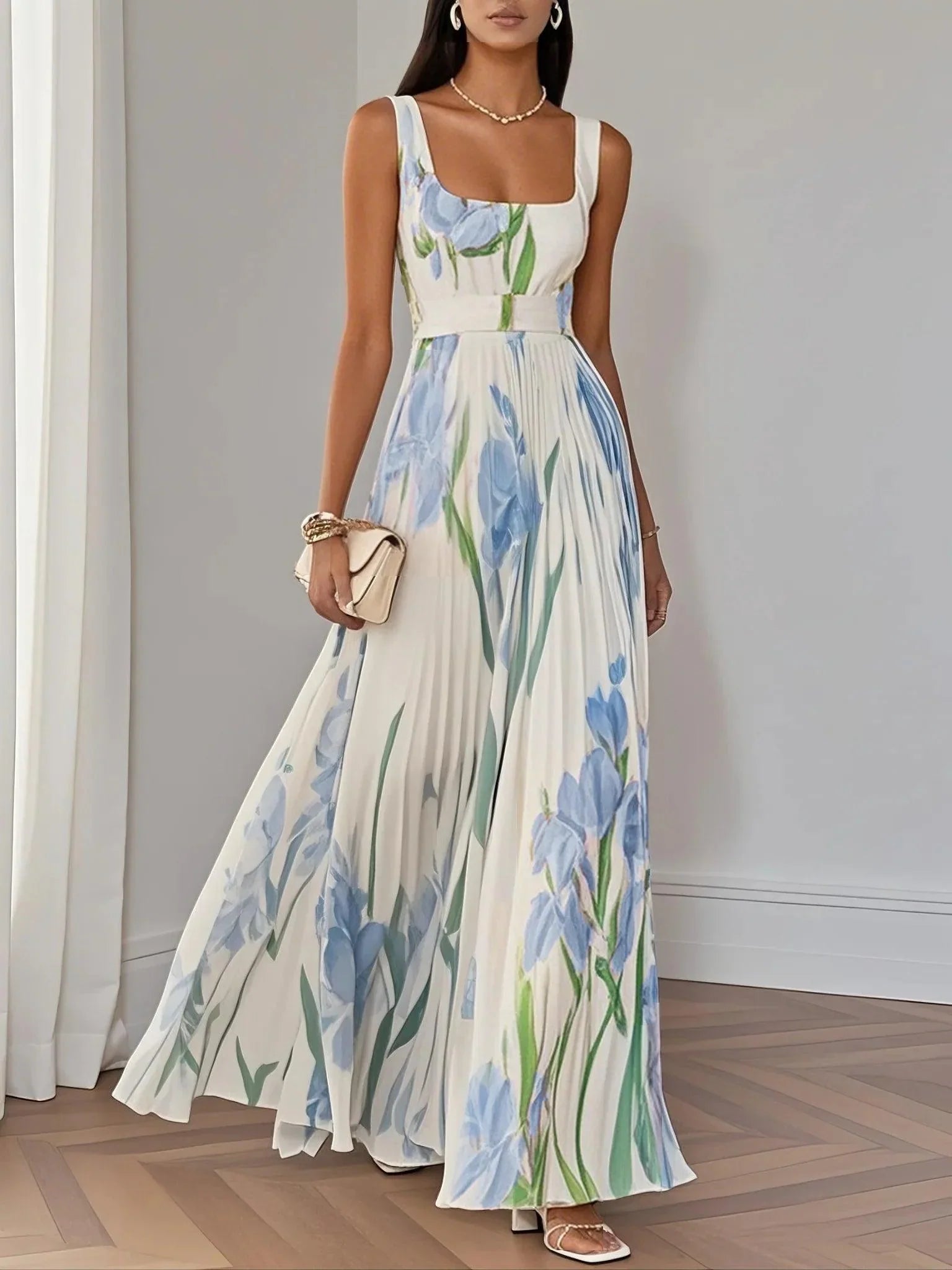 Maxi Dress Pleated Floral for Women