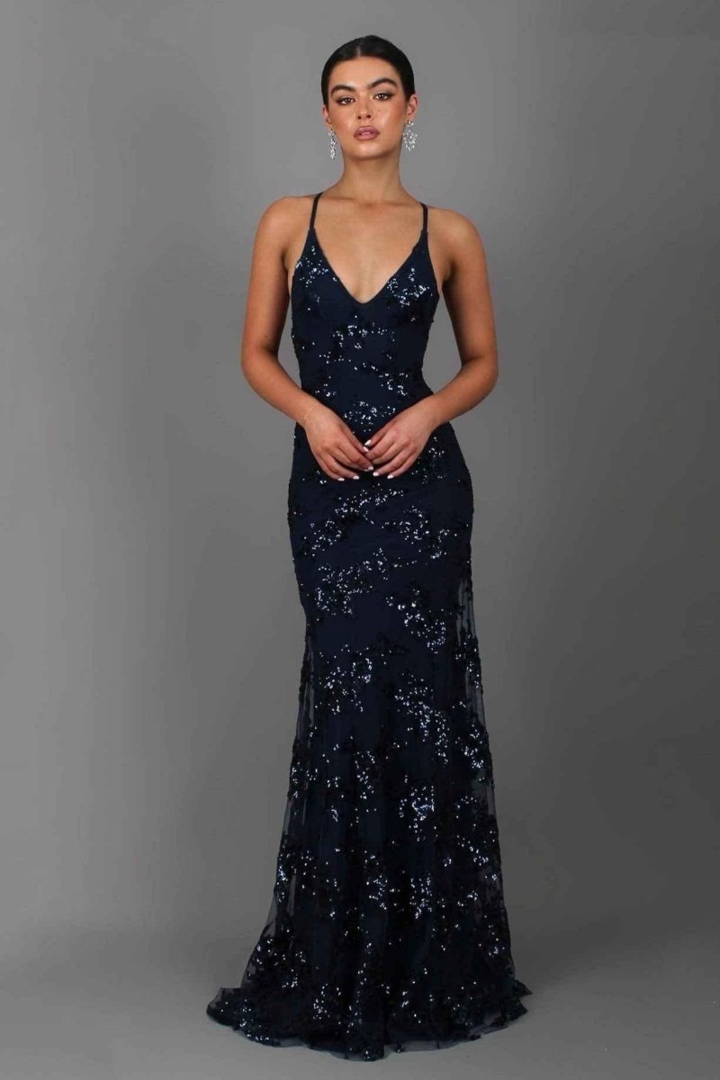 Maxi Dress V-Neck Sequin Strappy for Women | Perfect for Going Out
