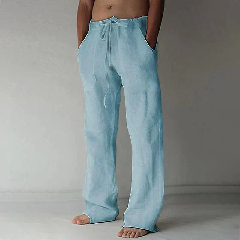 Straight-Leg Linen Blend Pants High Waist for Men | Perfect for Summer