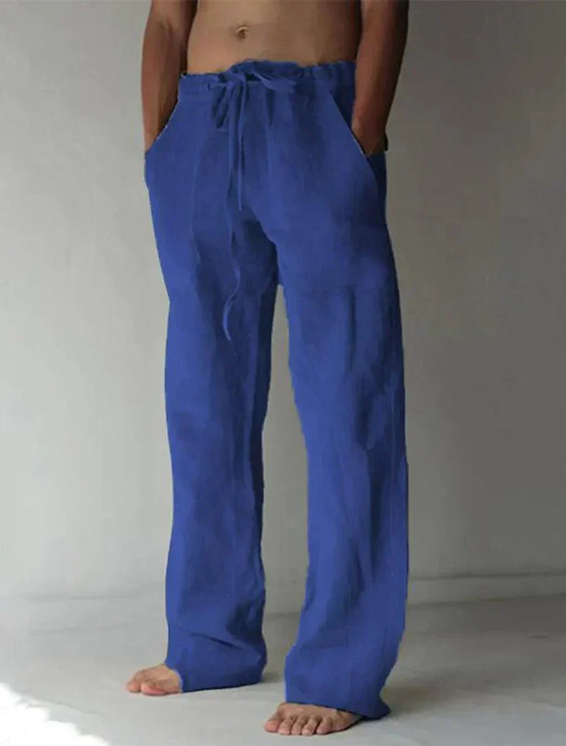 Straight-Leg Linen Blend Pants High Waist for Men | Perfect for Summer