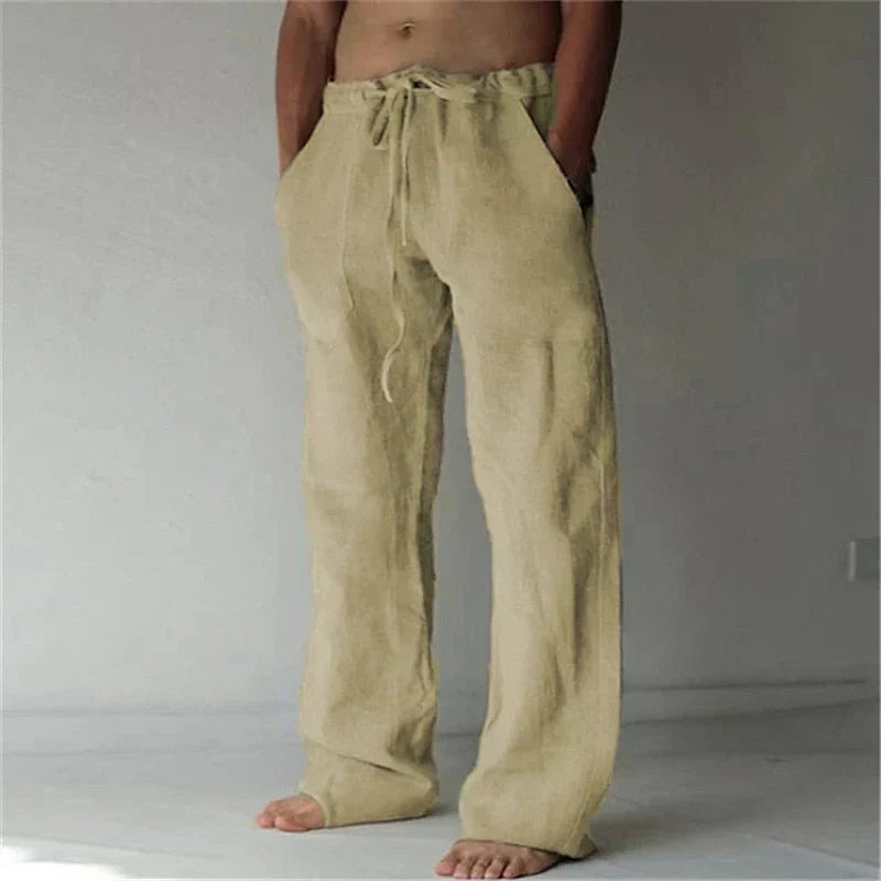 Straight-Leg Linen Blend Pants High Waist for Men | Perfect for Summer
