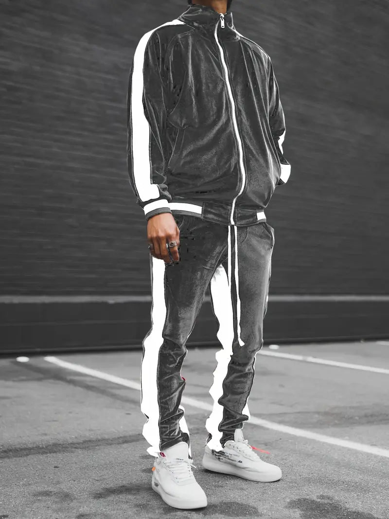 Tracksuit Zip-Up Jacket and Pants Set for Men | Perfect for Everyday Wear
