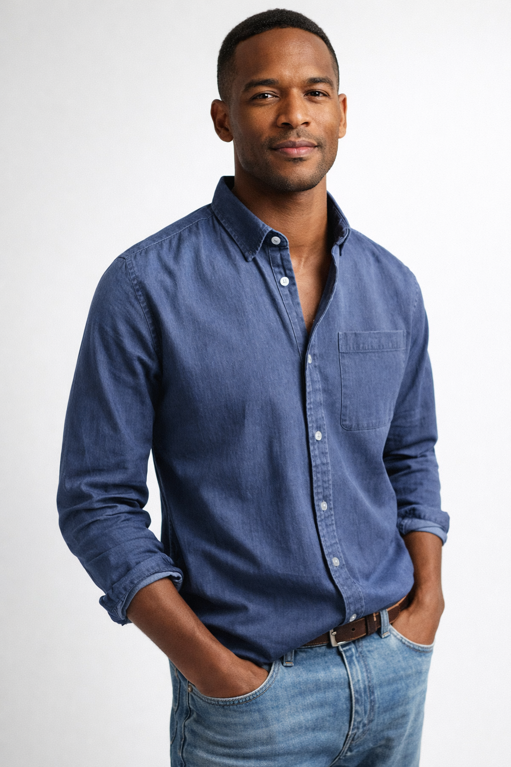Long Sleeve Shirt Button-Up for Men