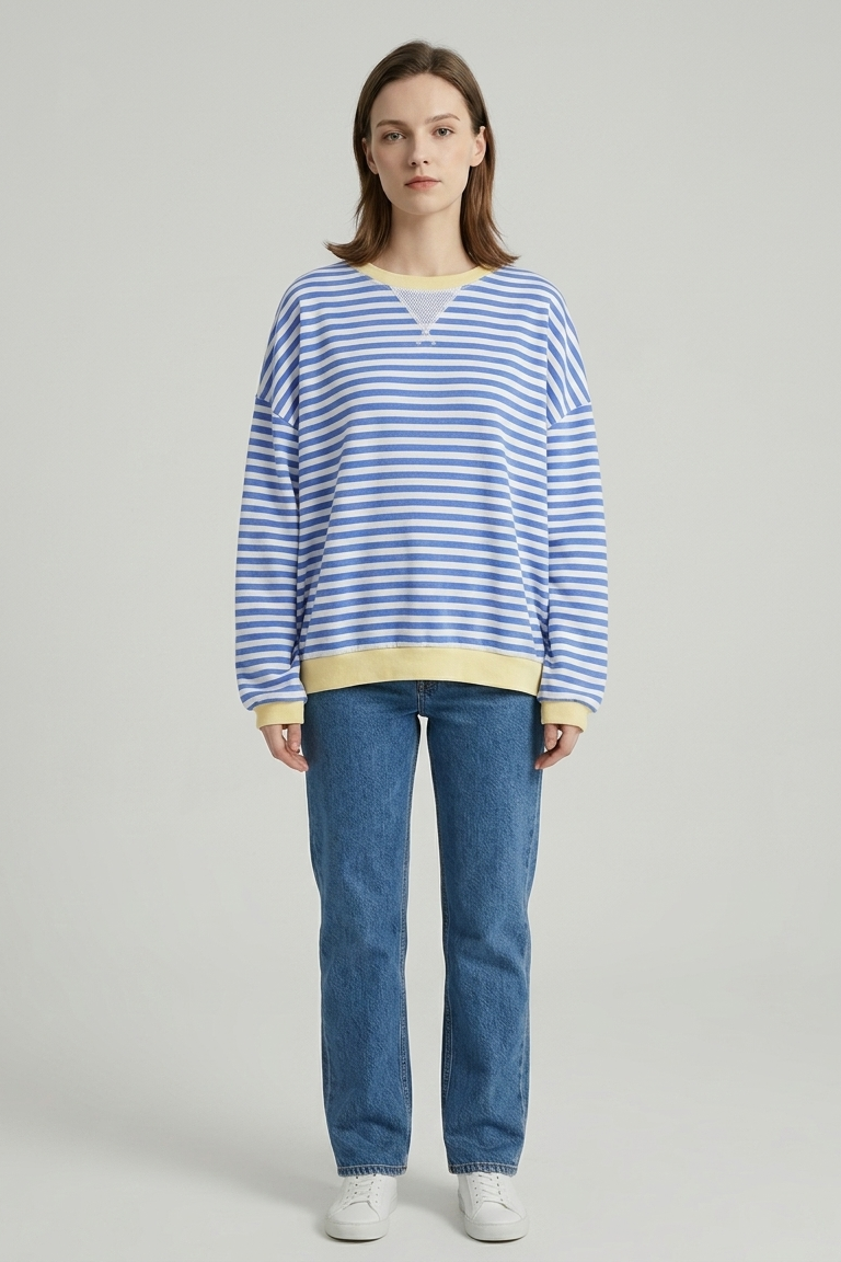 Pullover Sweatshirt Striped Design for Women