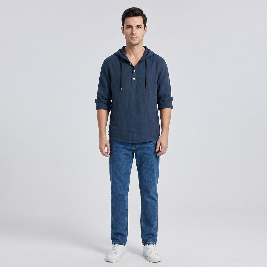 Hooded Shirt Linen Blend for Men