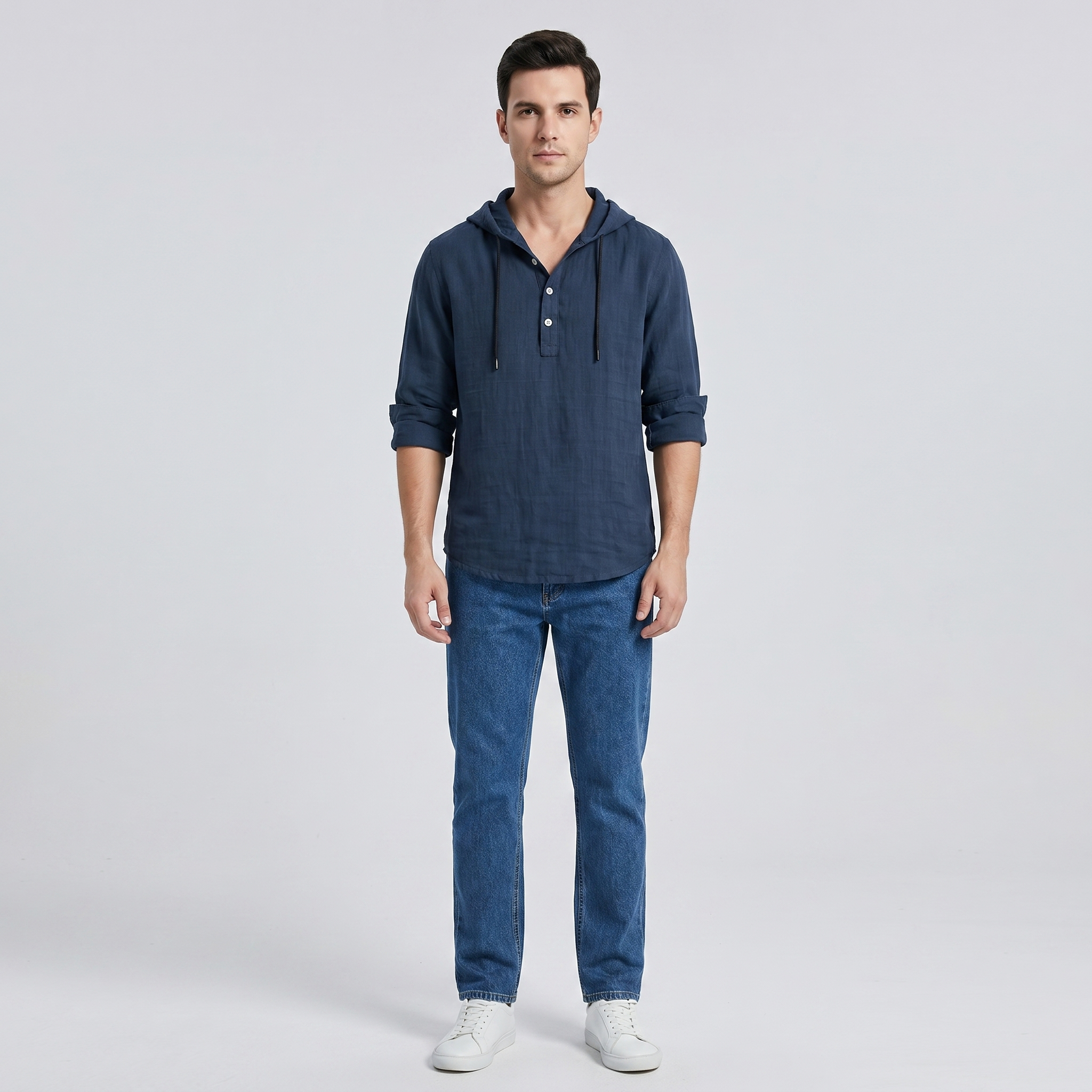 Hooded Shirt Linen Blend for Men