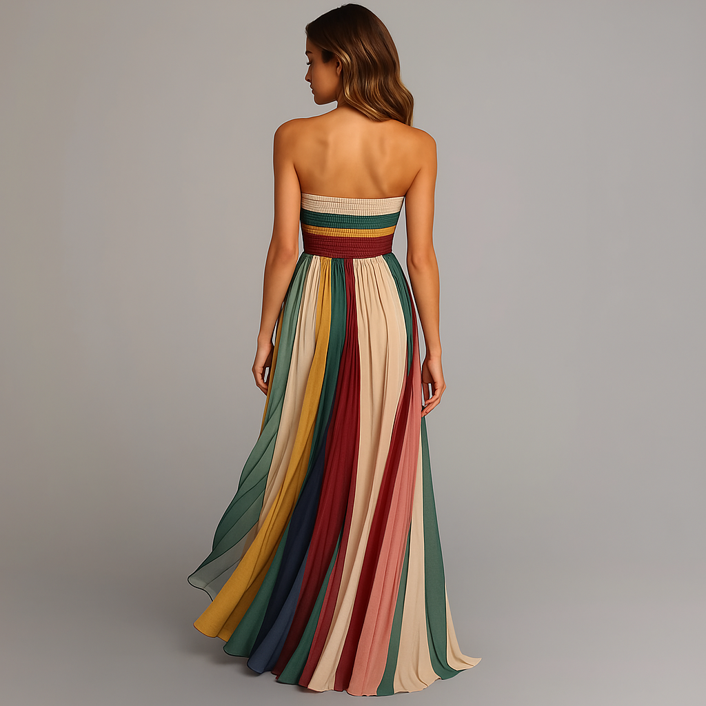 Maxi Dress Strapless Pleated for Women