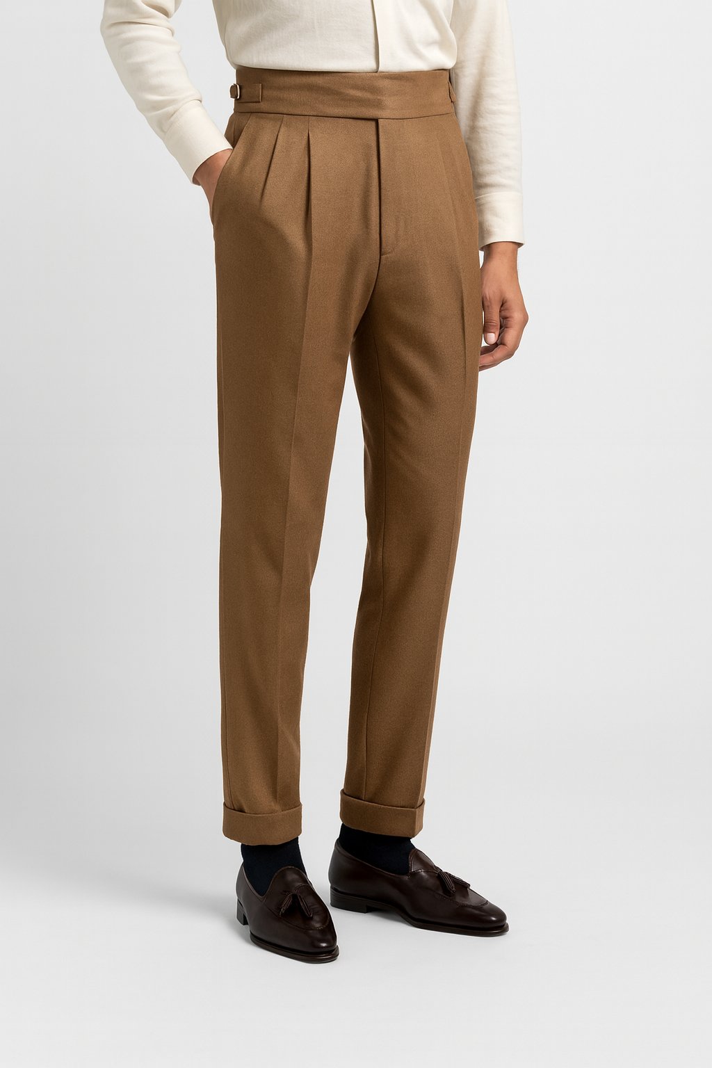 High-Waisted Pleated Straight-Leg Pants with Drawstring for Men