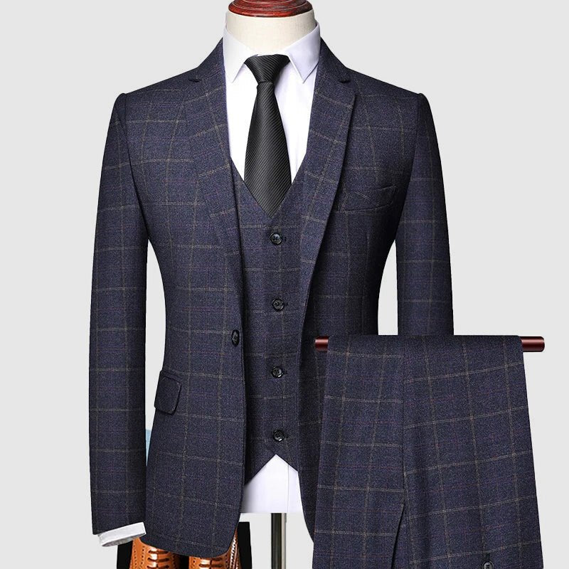 Suit Three-Piece Plaid for Men