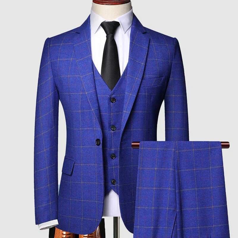 Suit Three-Piece Plaid for Men