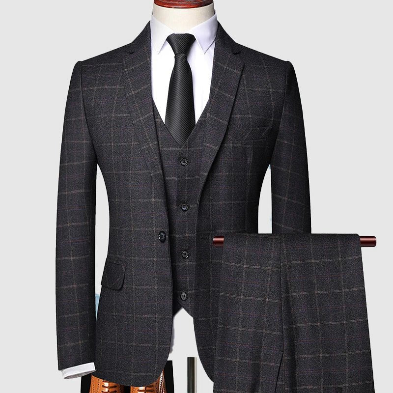Suit Three-Piece Plaid for Men